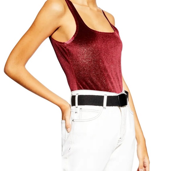 Topshop Tops - Topshop Foil Velour Bodysuit